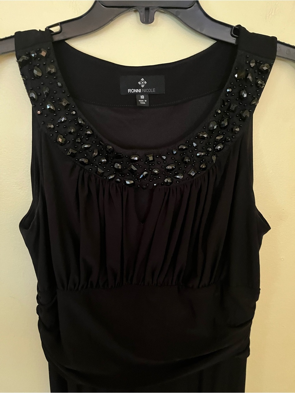Ronni Nicole Black Embellished Neckline Gown Size 10
